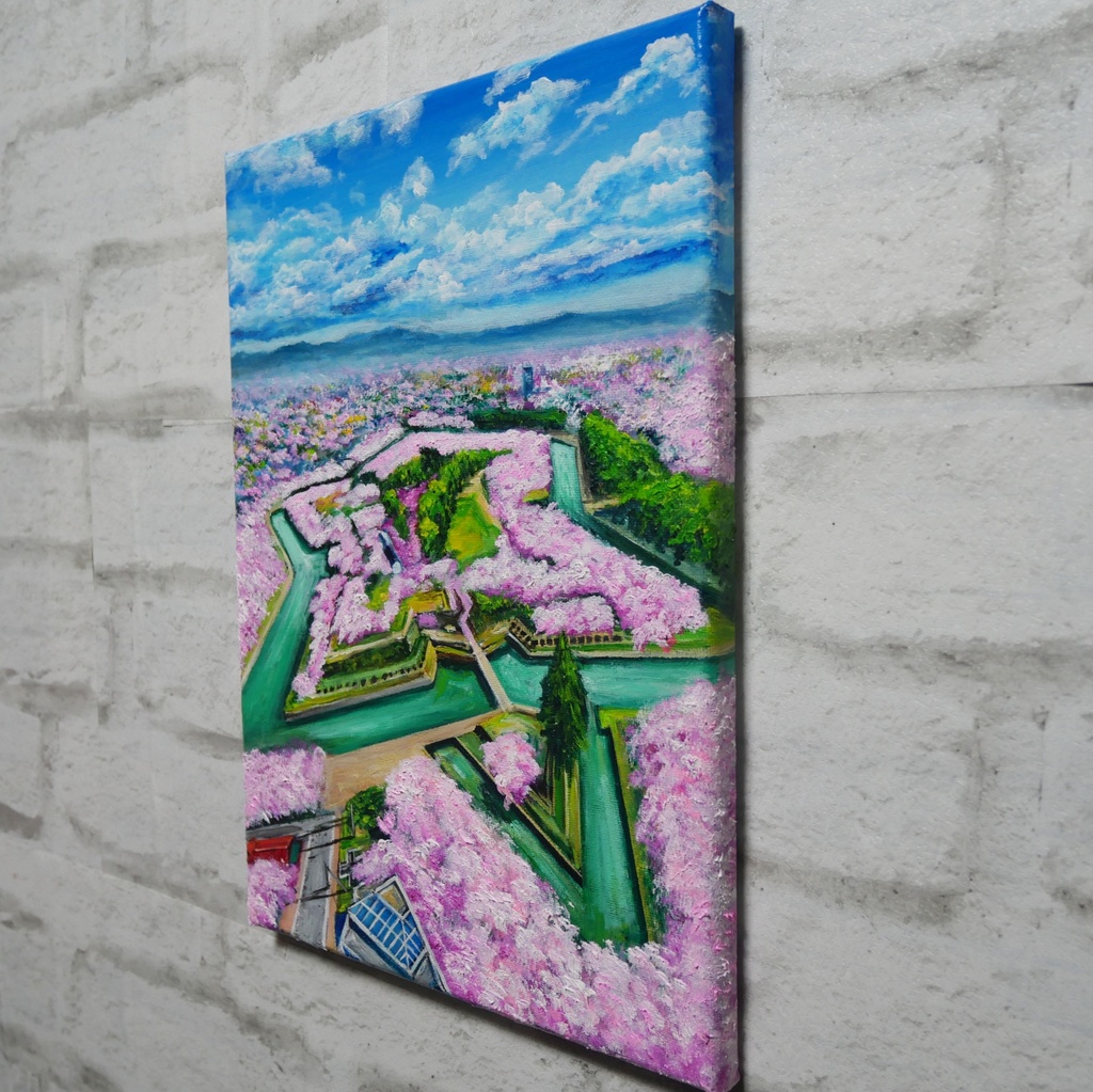 油絵 原画『北の大地に咲く、桃色の星』一点物 油彩画 絵画 風景画 壁掛けキャンバス F4号