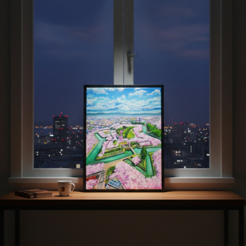 油絵 原画『北の大地に咲く、桃色の星』一点物 油彩画 絵画 風景画 壁掛けキャンバス F4号