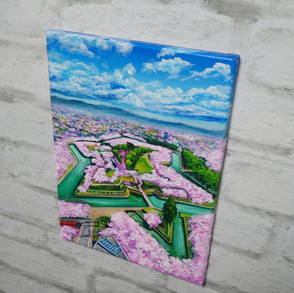 油絵 原画『北の大地に咲く、桃色の星』一点物 油彩画 絵画 風景画 壁掛けキャンバス F4号