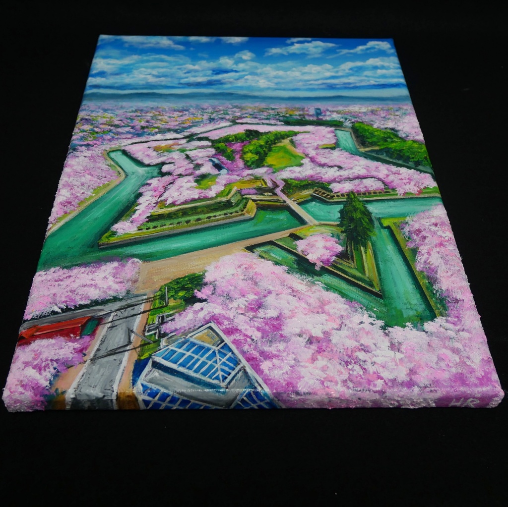 油絵 原画『北の大地に咲く、桃色の星』一点物 油彩画 絵画 風景画 壁掛けキャンバス F4号