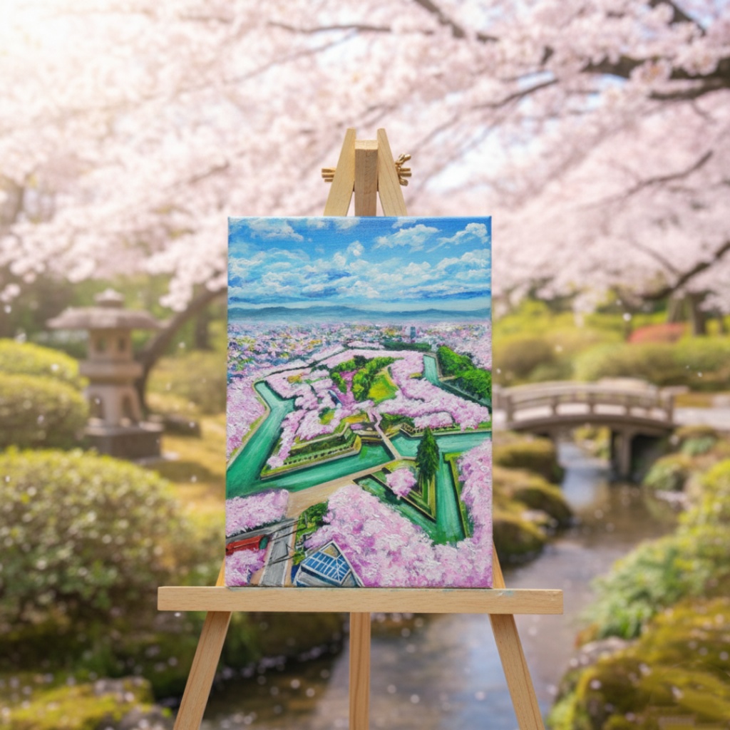 油絵 原画『北の大地に咲く、桃色の星』一点物 油彩画 絵画 風景画 壁掛けキャンバス F4号