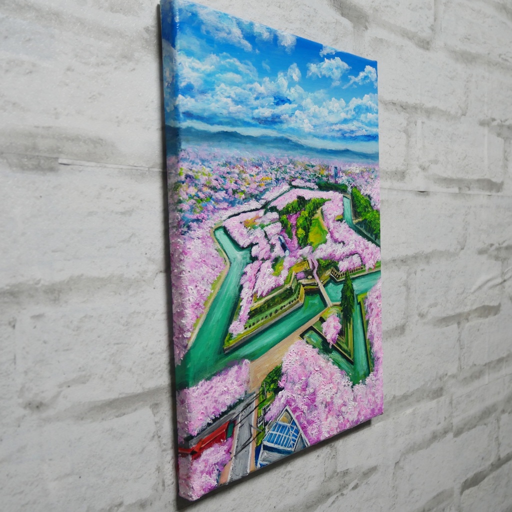 油絵 原画『北の大地に咲く、桃色の星』一点物 油彩画 絵画 風景画 壁掛けキャンバス F4号