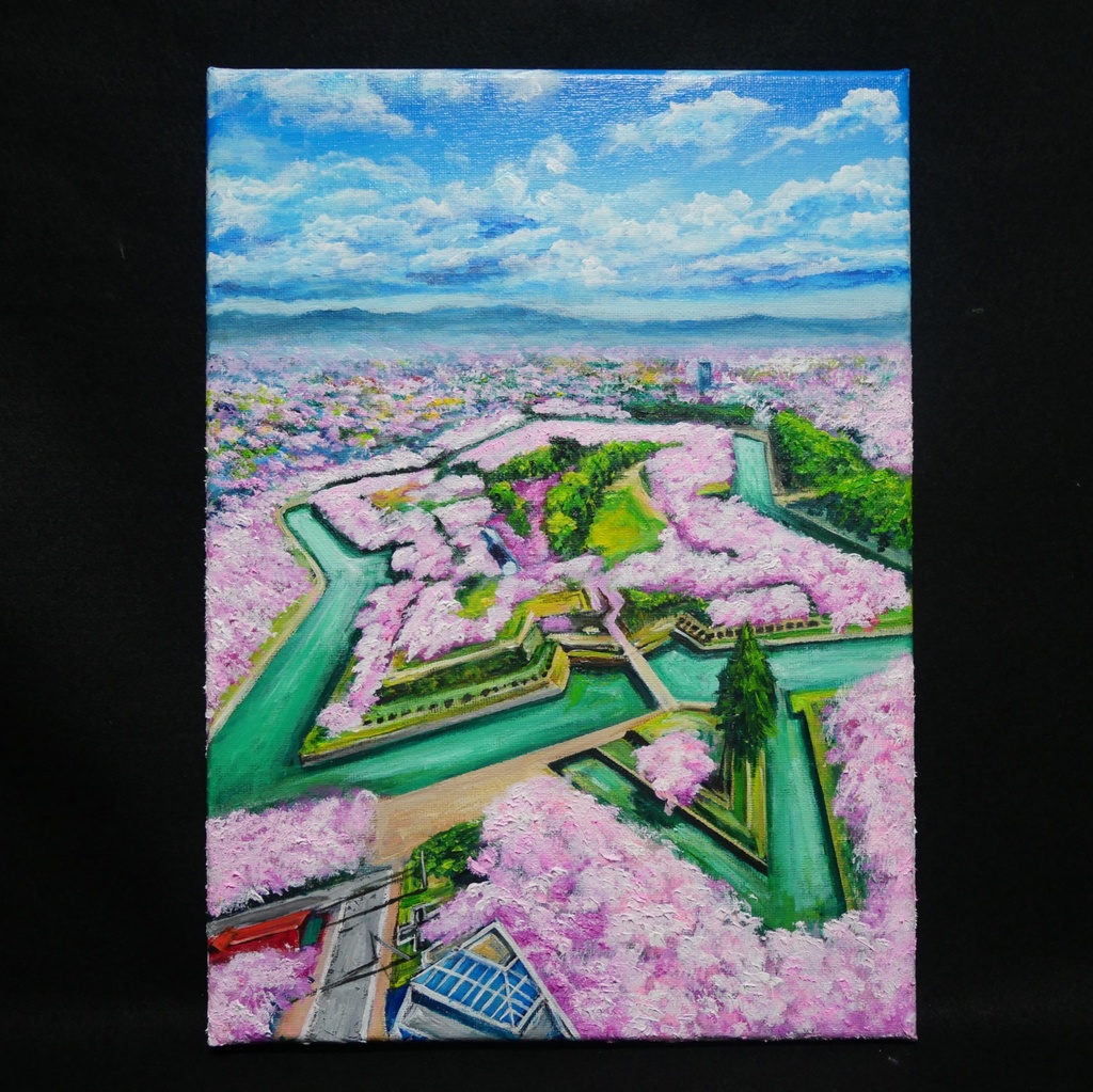 油絵 原画『北の大地に咲く、桃色の星』一点物 油彩画 絵画 風景画 壁掛けキャンバス F4号