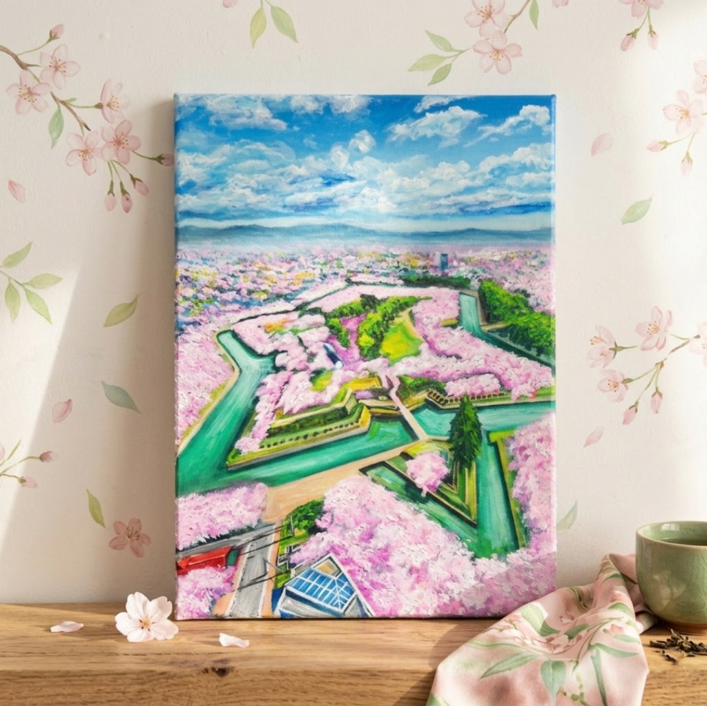 油絵 原画『北の大地に咲く、桃色の星』一点物 油彩画 絵画 風景画 壁掛けキャンバス F4号