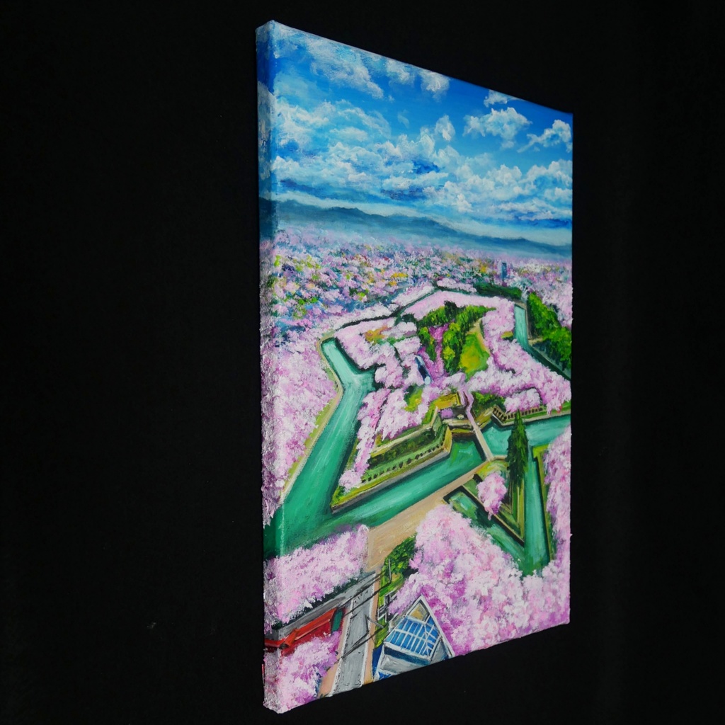 油絵 原画『北の大地に咲く、桃色の星』一点物 油彩画 絵画 風景画 壁掛けキャンバス F4号