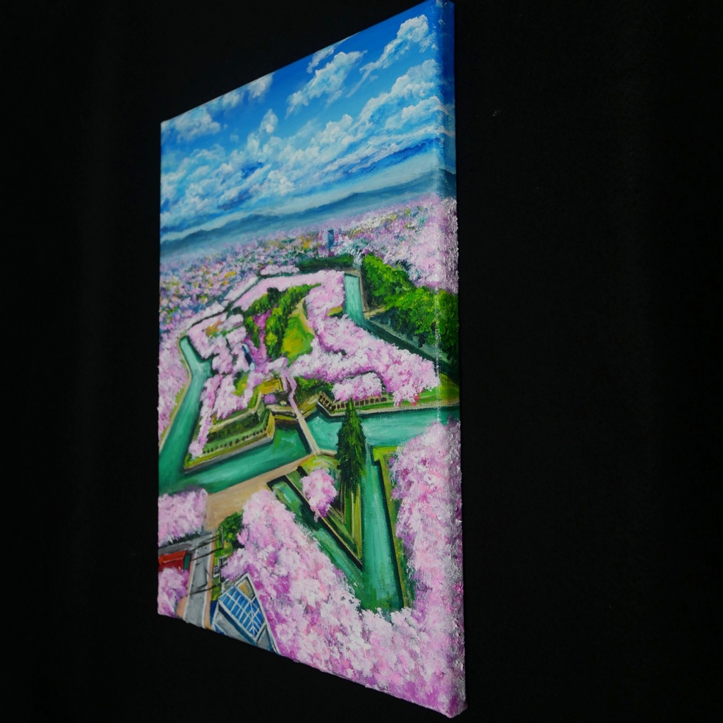 油絵 原画『北の大地に咲く、桃色の星』一点物 油彩画 絵画 風景画 壁掛けキャンバス F4号