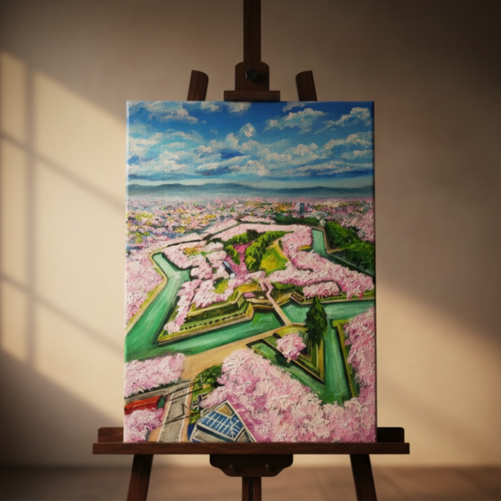 油絵 原画『北の大地に咲く、桃色の星』一点物 油彩画 絵画 風景画 壁掛けキャンバス F4号