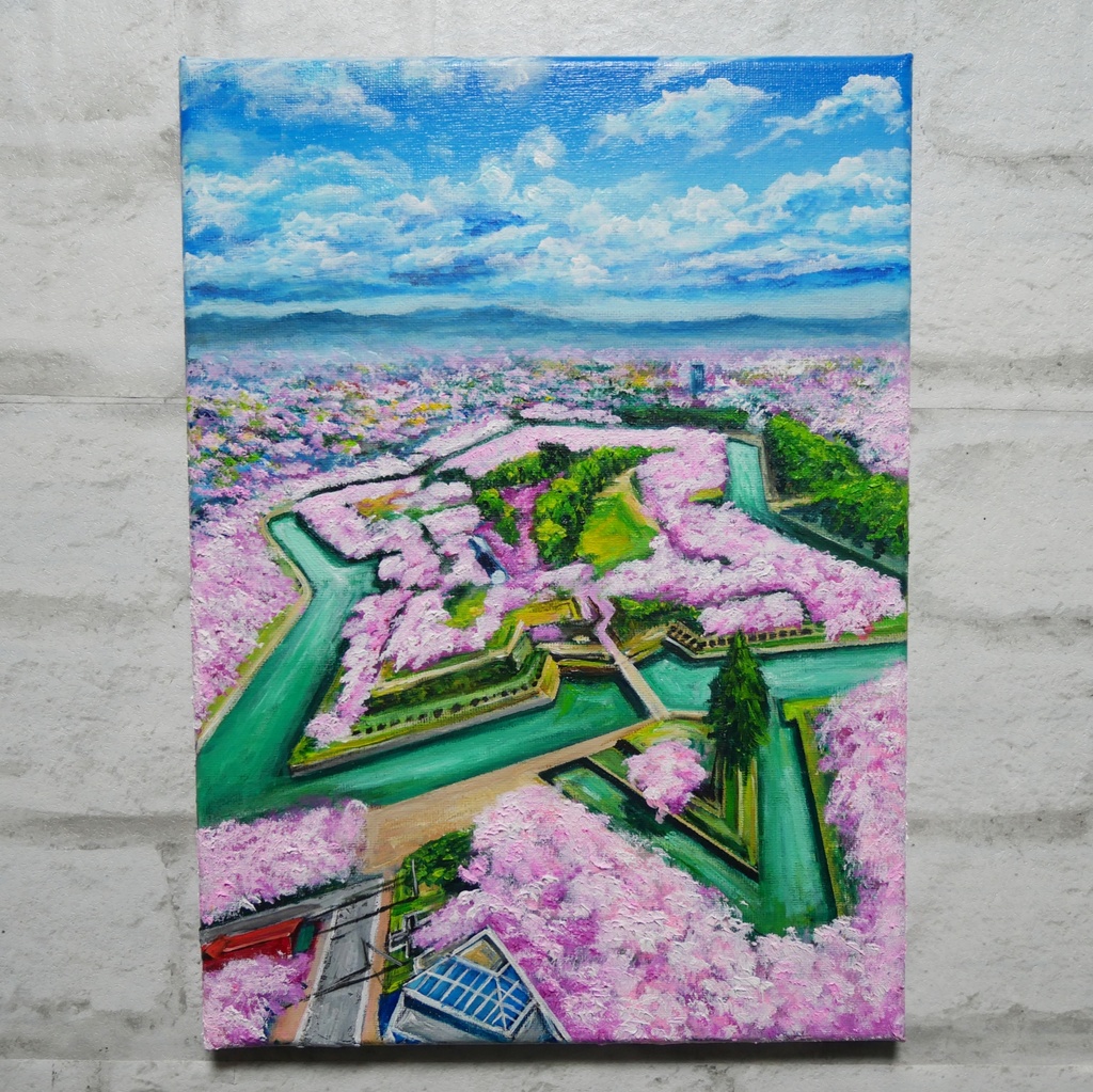 油絵 原画『北の大地に咲く、桃色の星』一点物 油彩画 絵画 風景画 壁掛けキャンバス F4号