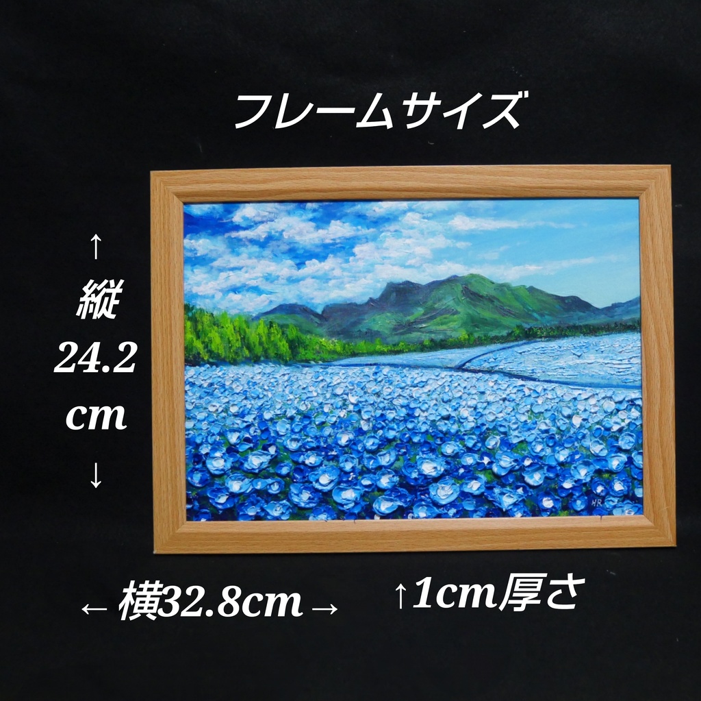 油彩画【幸せを運ぶネモフィラの花園】原画一点物・インテリア・ギフト・ラッピング