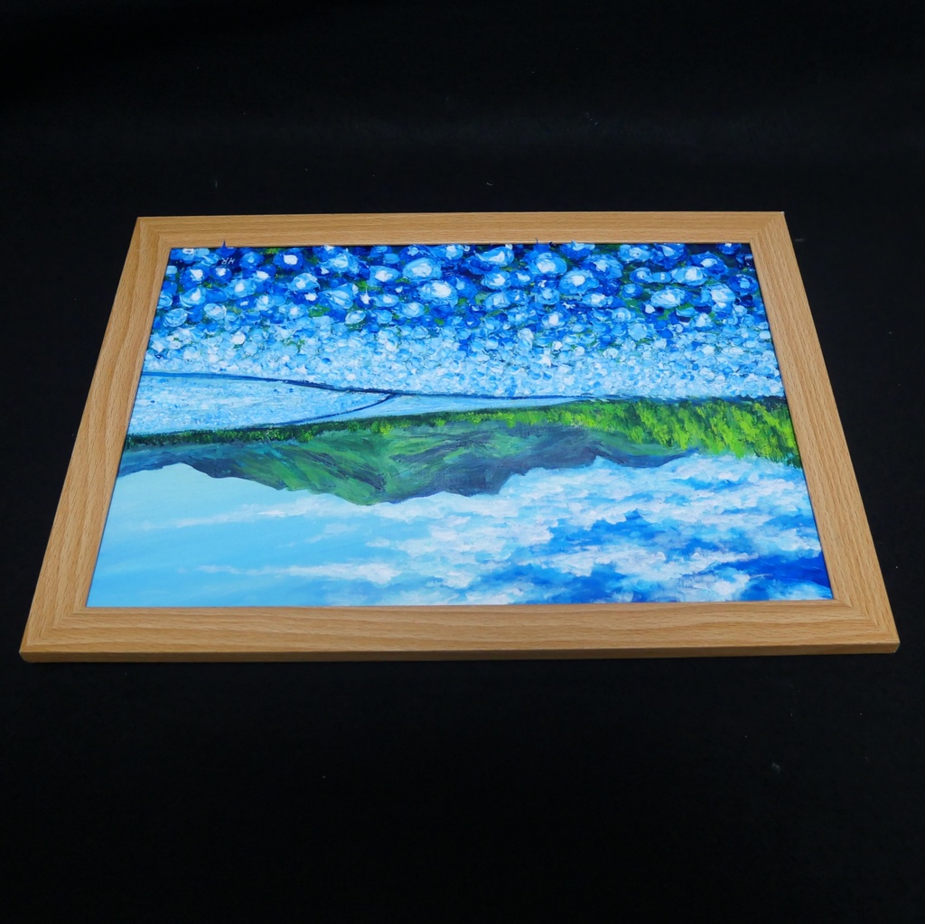 油彩画【幸せを運ぶネモフィラの花園】原画一点物・インテリア・ギフト・ラッピング