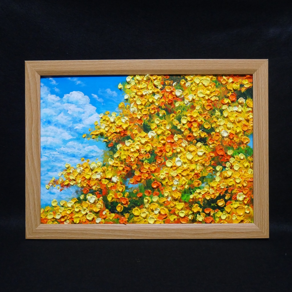 油彩画【幸せの黄色いアーチ】原画一点物・インテリア・ギフト・ラッピング