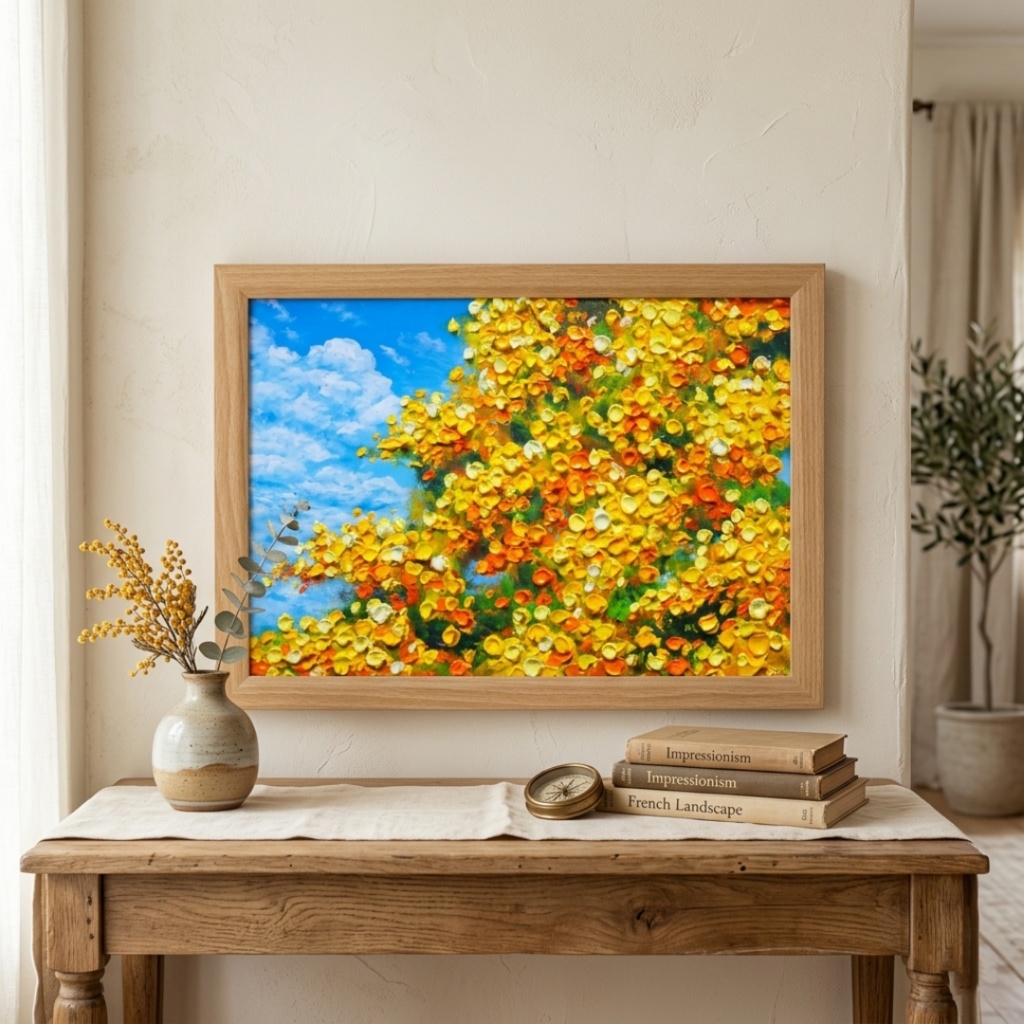 油彩画【幸せの黄色いアーチ】原画一点物・インテリア・ギフト・ラッピング