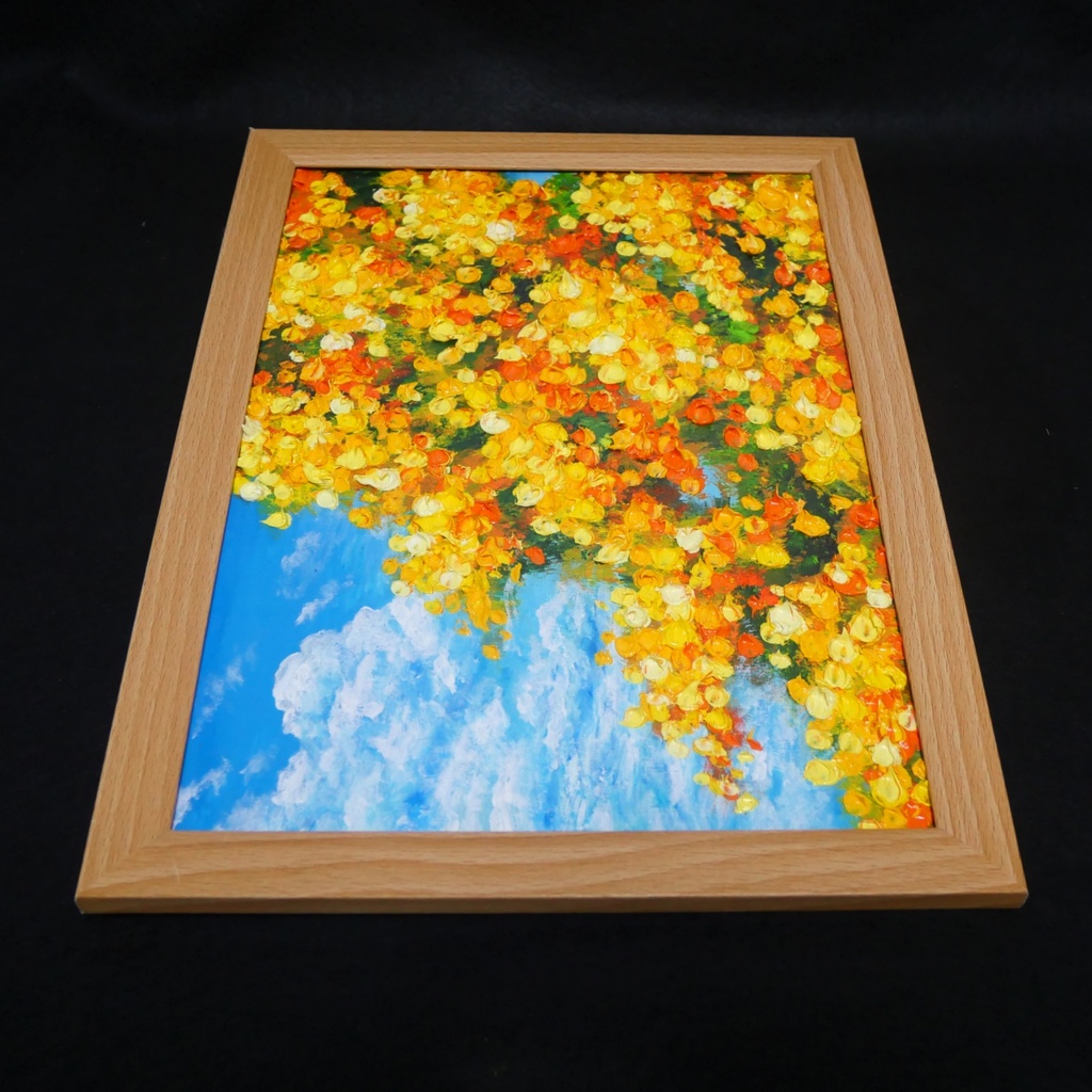 油彩画【幸せの黄色いアーチ】原画一点物・インテリア・ギフト・ラッピング