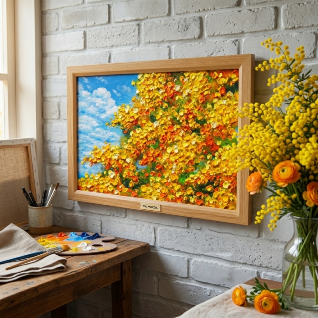 油彩画【幸せの黄色いアーチ】原画一点物・インテリア・ギフト・ラッピング