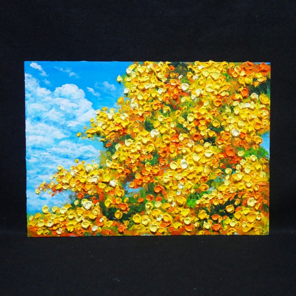 油彩画【幸せの黄色いアーチ】原画一点物・インテリア・ギフト・ラッピング