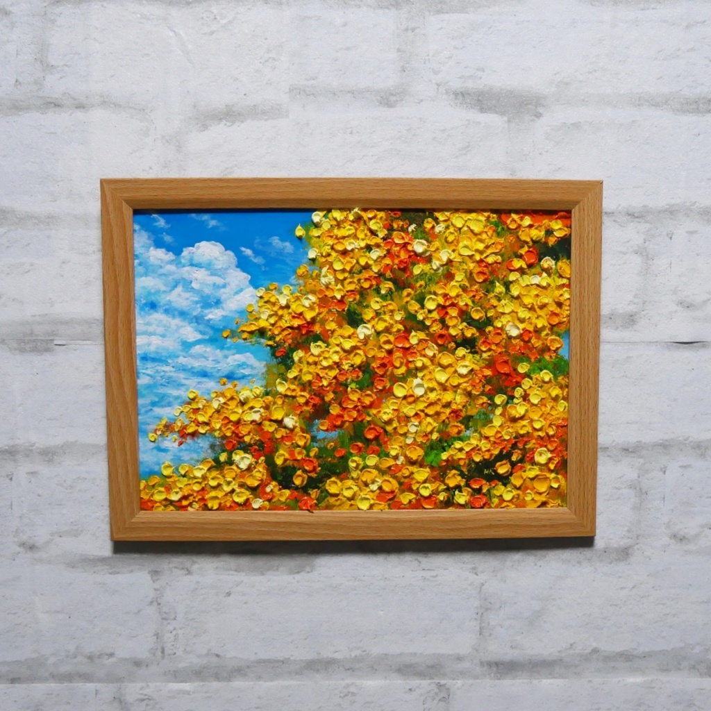 油彩画【幸せの黄色いアーチ】原画一点物・インテリア・ギフト・ラッピング