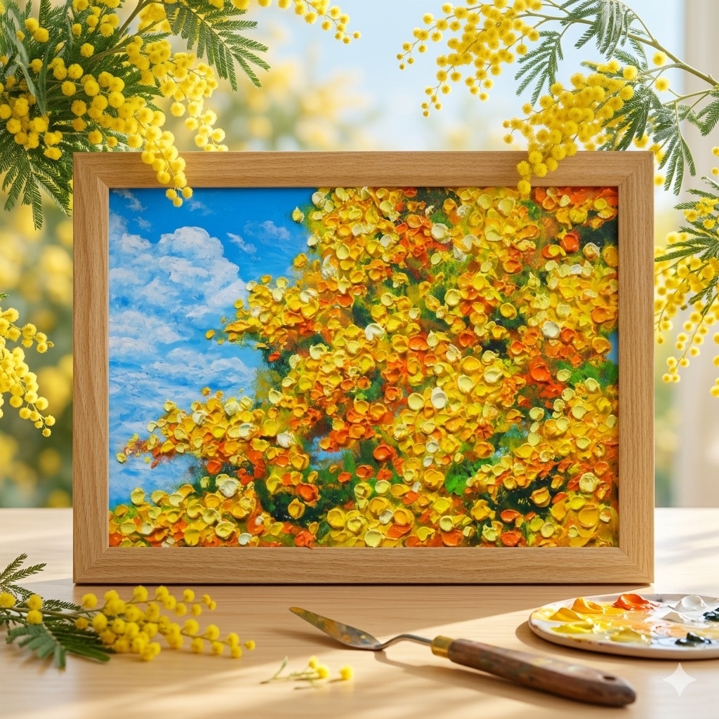 油彩画【幸せの黄色いアーチ】原画一点物・インテリア・ギフト・ラッピング