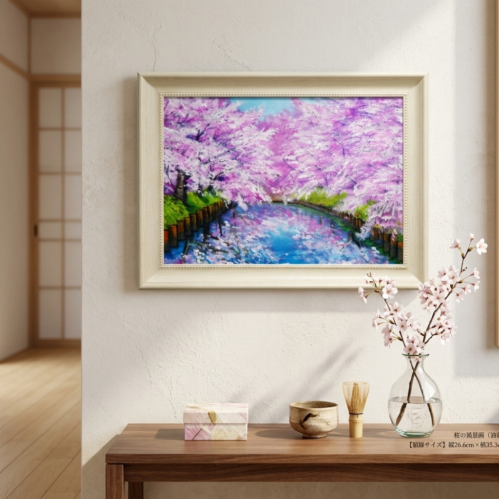 一点物 油絵 原画【春の目覚め ~水面に映る夢~】風景画 油彩画 青 アート 抽象画 モダンインテリア