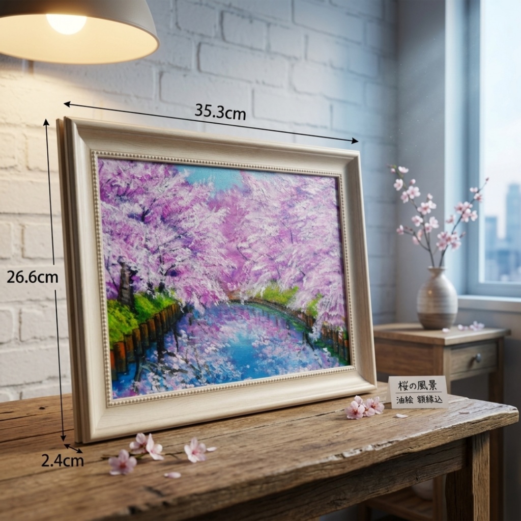 一点物 油絵 原画【春の目覚め ~水面に映る夢~】風景画 油彩画 青 アート 抽象画 モダンインテリア