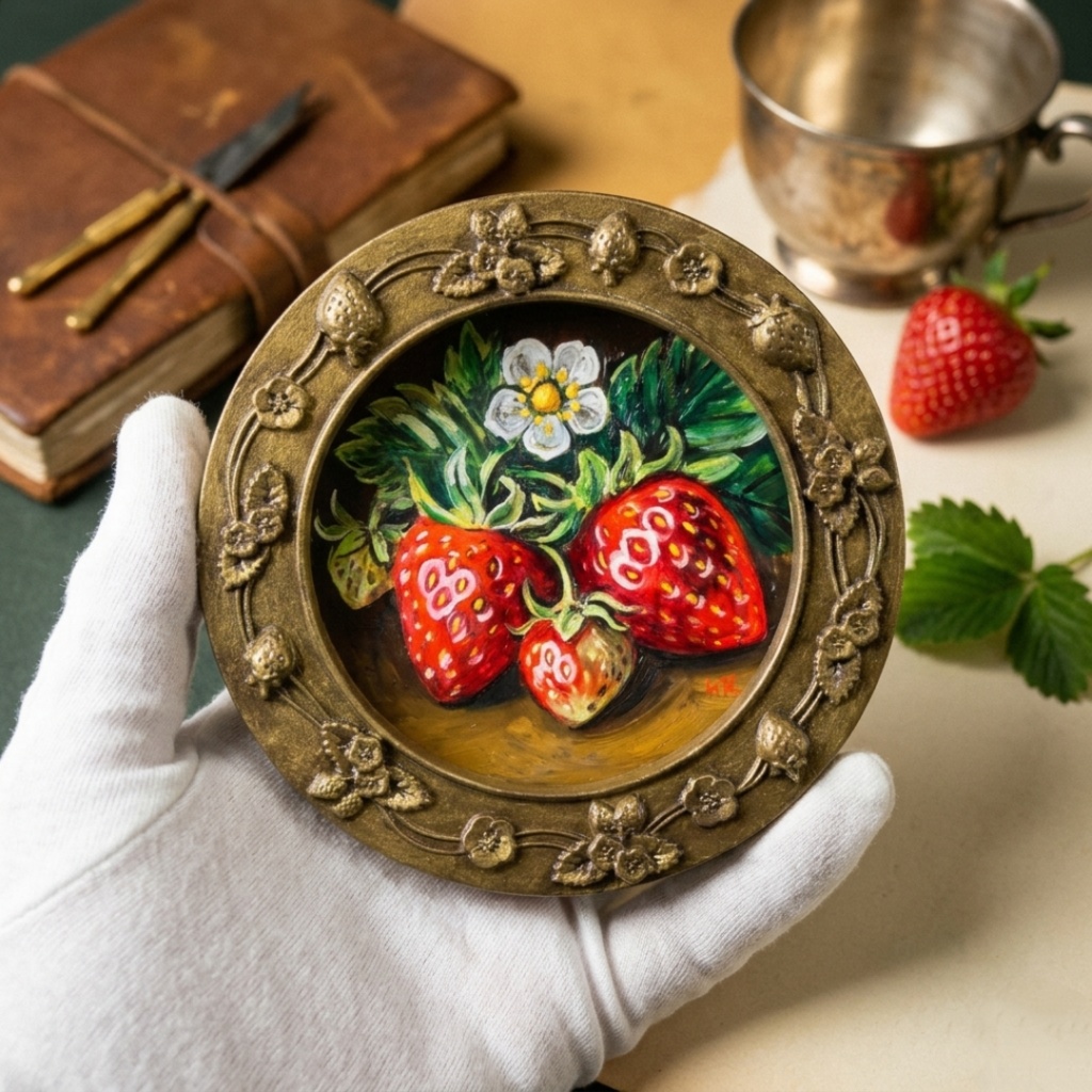 油絵 原画【至福のひと時 ― 芳醇な記憶】ミニ絵画 手のひらサイズ 原画一点物・インテリア・ギフト・ラッピング