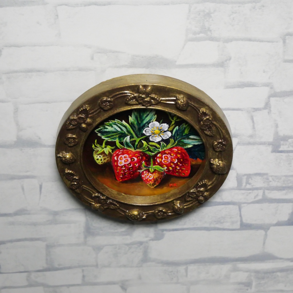 油絵 原画【至福のひと時 ― 芳醇な記憶】ミニ絵画 手のひらサイズ 原画一点物・インテリア・ギフト・ラッピング