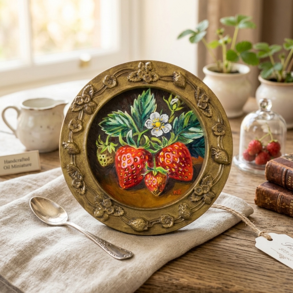 油絵 原画【至福のひと時 ― 芳醇な記憶】ミニ絵画 手のひらサイズ 原画一点物・インテリア・ギフト・ラッピング