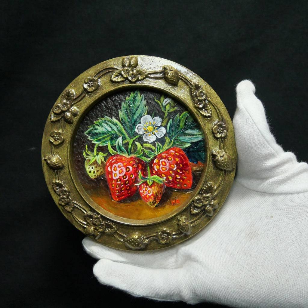 油絵 原画【至福のひと時 ― 芳醇な記憶】ミニ絵画 手のひらサイズ 原画一点物・インテリア・ギフト・ラッピング