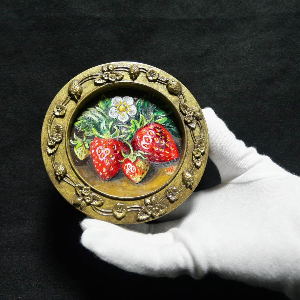 油絵 原画【至福のひと時 ― 芳醇な記憶】ミニ絵画 手のひらサイズ 原画一点物・インテリア・ギフト・ラッピング