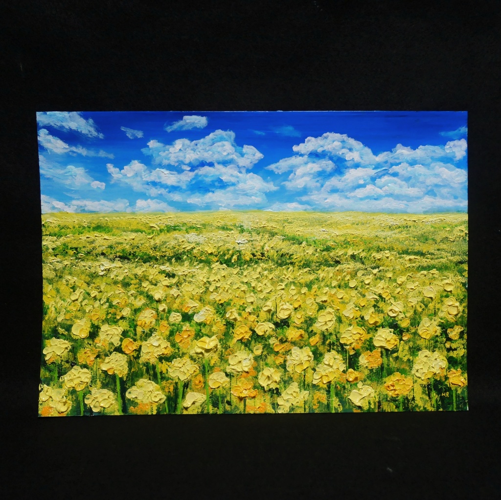 【原画】幸せの黄色い絨毯 | 菜の花の油絵 インテリア モダンアート