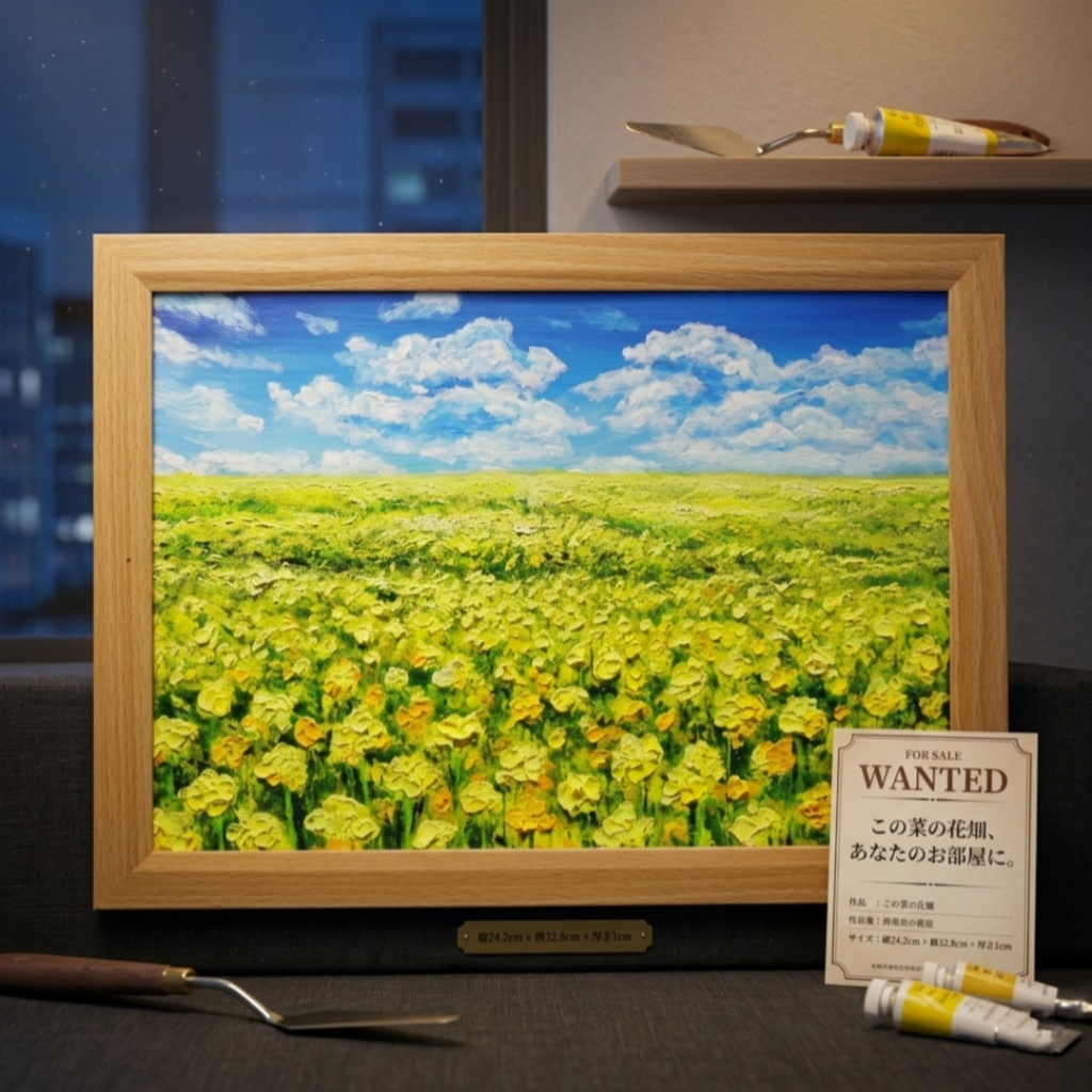 【原画】幸せの黄色い絨毯 | 菜の花の油絵 インテリア モダンアート