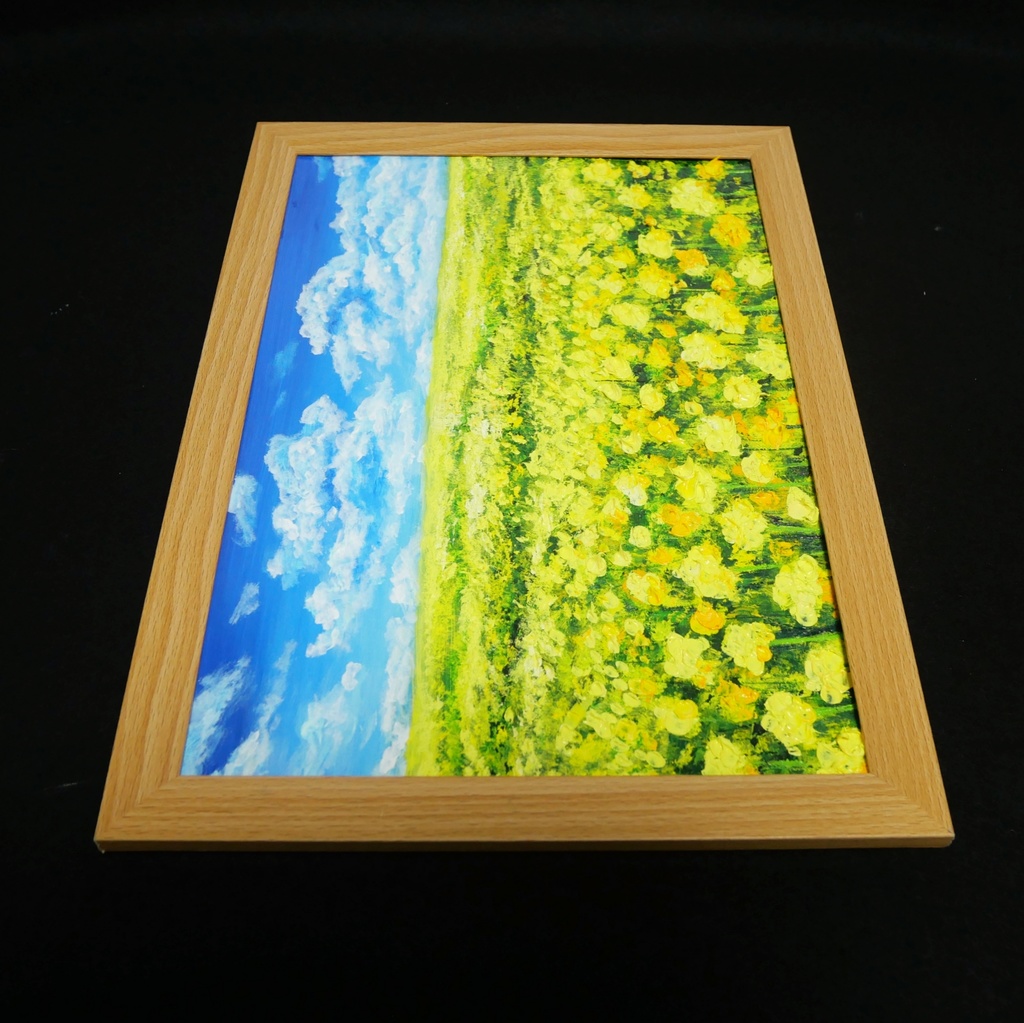 【原画】幸せの黄色い絨毯 | 菜の花の油絵 インテリア モダンアート