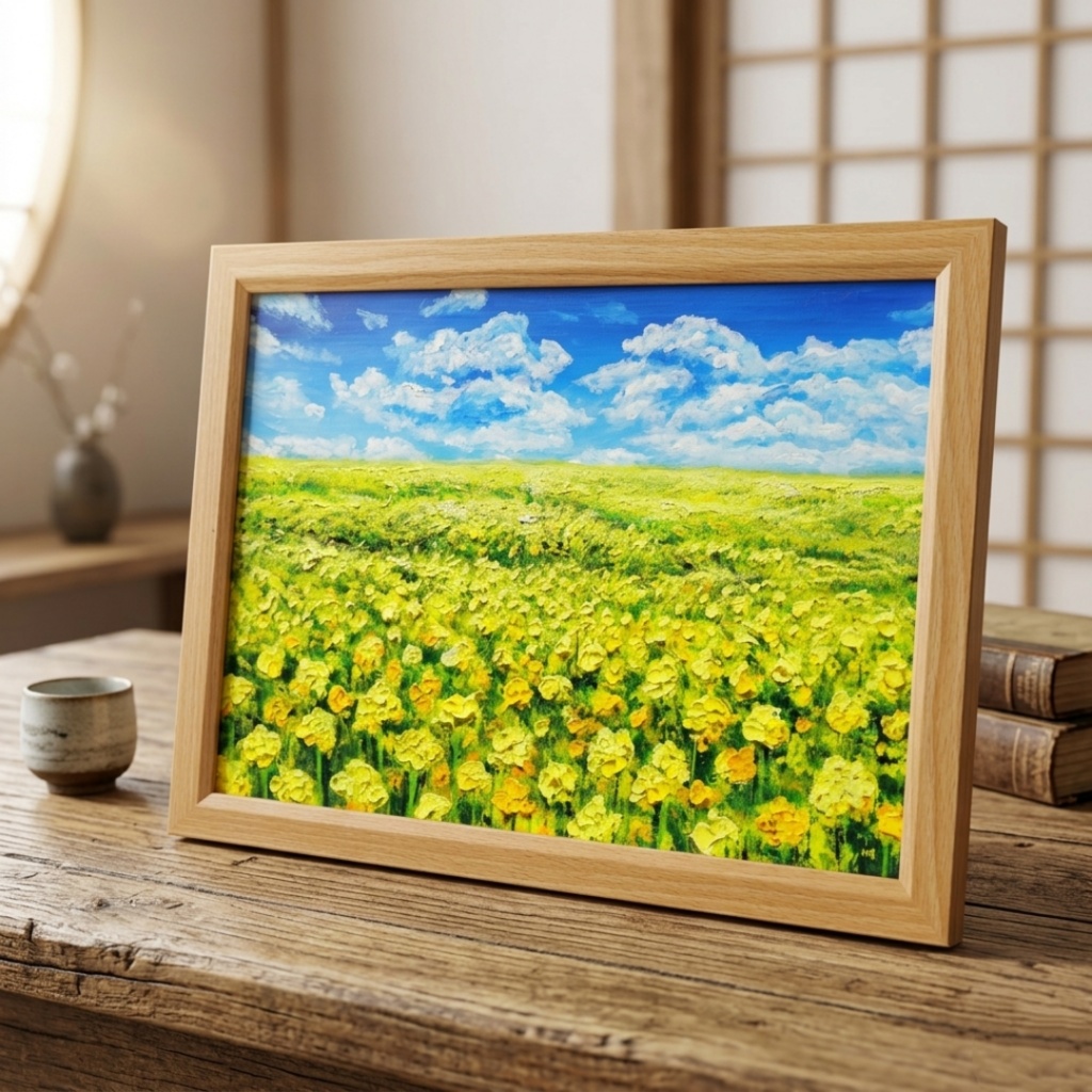 【原画】幸せの黄色い絨毯 | 菜の花の油絵 インテリア モダンアート