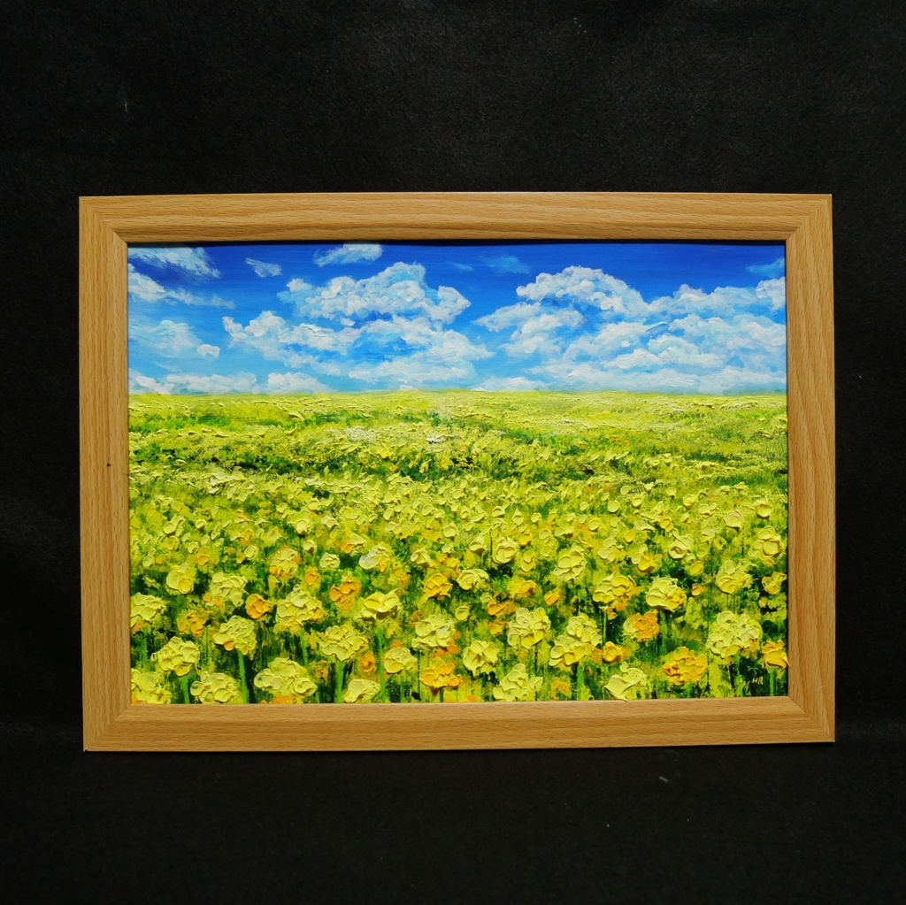 【原画】幸せの黄色い絨毯 | 菜の花の油絵 インテリア モダンアート