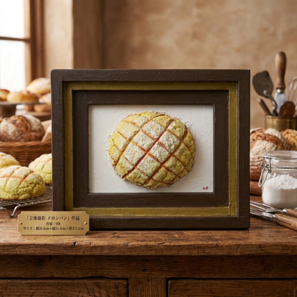 油絵「焼きたての記憶」 立体アート 絵画 原画 肉筆 油彩画 カフェ風インテリア