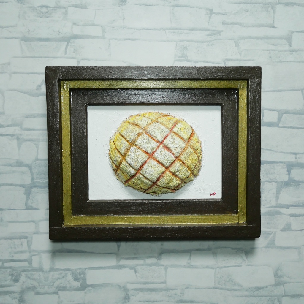 油絵「焼きたての記憶」 立体アート 絵画 原画 肉筆 油彩画 カフェ風インテリア