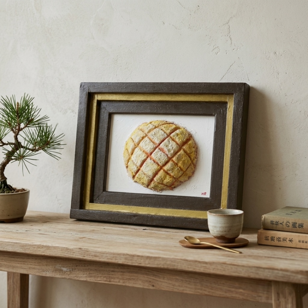 油絵「焼きたての記憶」 立体アート 絵画 原画 肉筆 油彩画 カフェ風インテリア