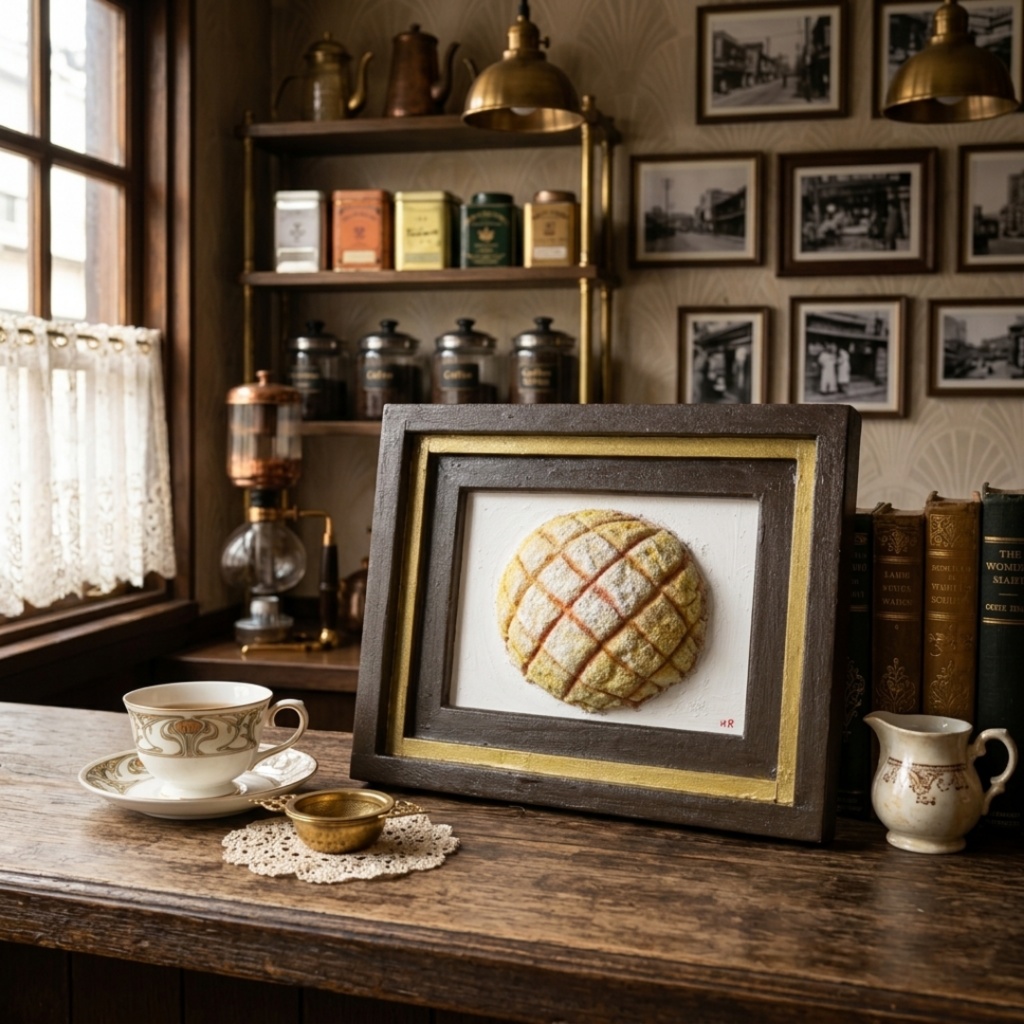 油絵「焼きたての記憶」 立体アート 絵画 原画 肉筆 油彩画 カフェ風インテリア