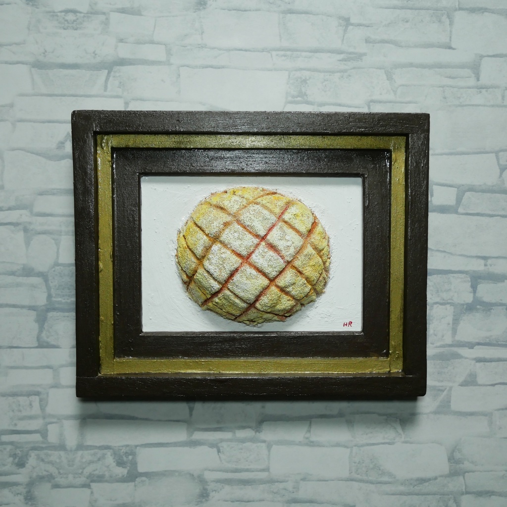 油絵「焼きたての記憶」 立体アート 絵画 原画 肉筆 油彩画 カフェ風インテリア