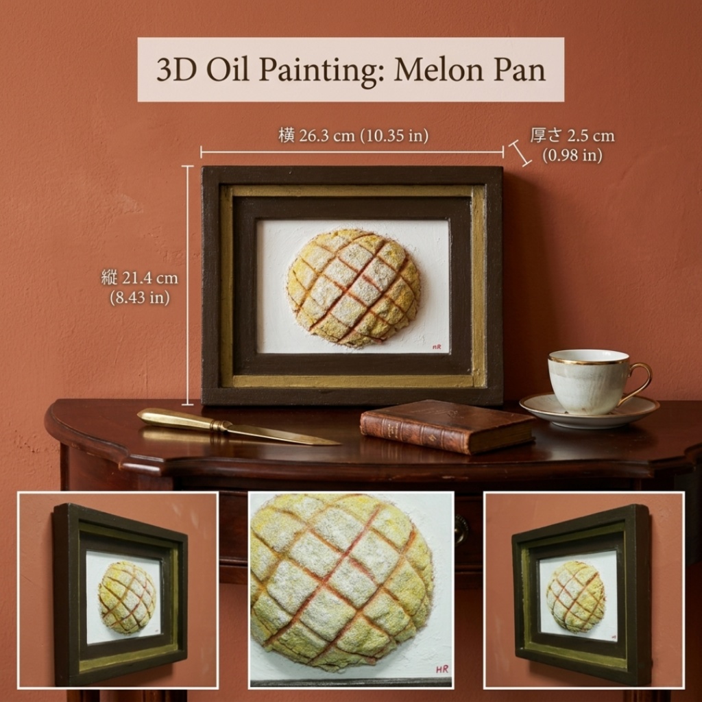 油絵「焼きたての記憶」 立体アート 絵画 原画 肉筆 油彩画 カフェ風インテリア