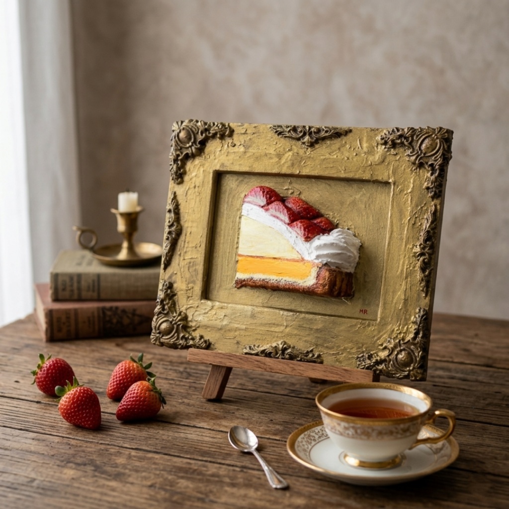 油絵「ご褒美の、その先へ」 立体アート 絵画 原画 肉筆 油彩画 カフェ風インテリア