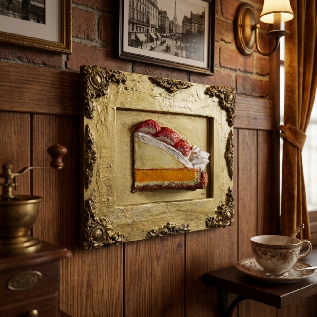 油絵「ご褒美の、その先へ」 立体アート 絵画 原画 肉筆 油彩画 カフェ風インテリア