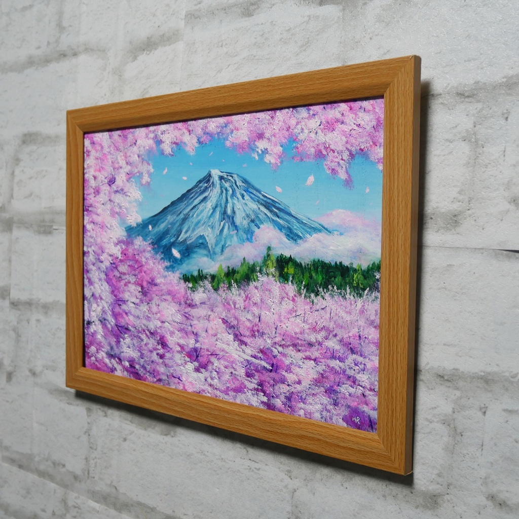 【原画】【招福・爛漫富士】運気が上がる黄金の富士山 油絵 油彩画 縁起物 開運 インテリア プレゼント 一点物