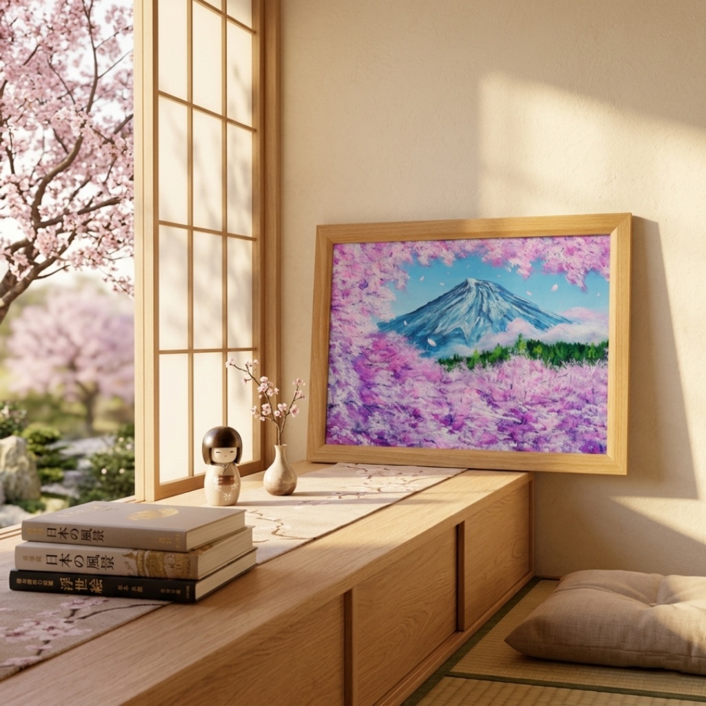 【原画】【招福・爛漫富士】運気が上がる黄金の富士山 油絵 油彩画 縁起物 開運 インテリア プレゼント 一点物