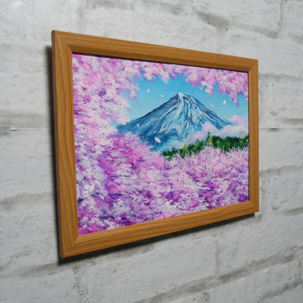 【原画】【招福・爛漫富士】運気が上がる黄金の富士山 油絵 油彩画 縁起物 開運 インテリア プレゼント 一点物