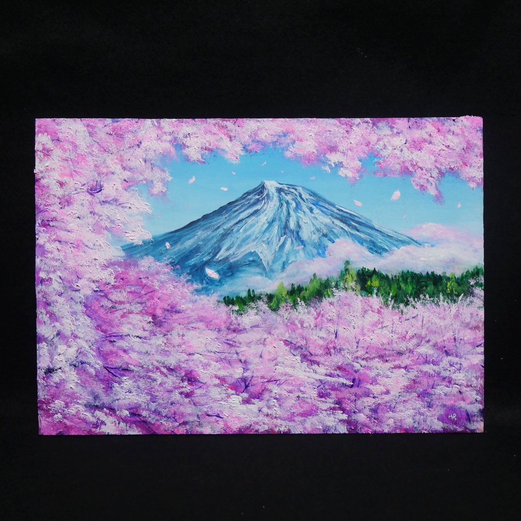 【原画】【招福・爛漫富士】運気が上がる黄金の富士山 油絵 油彩画 縁起物 開運 インテリア プレゼント 一点物