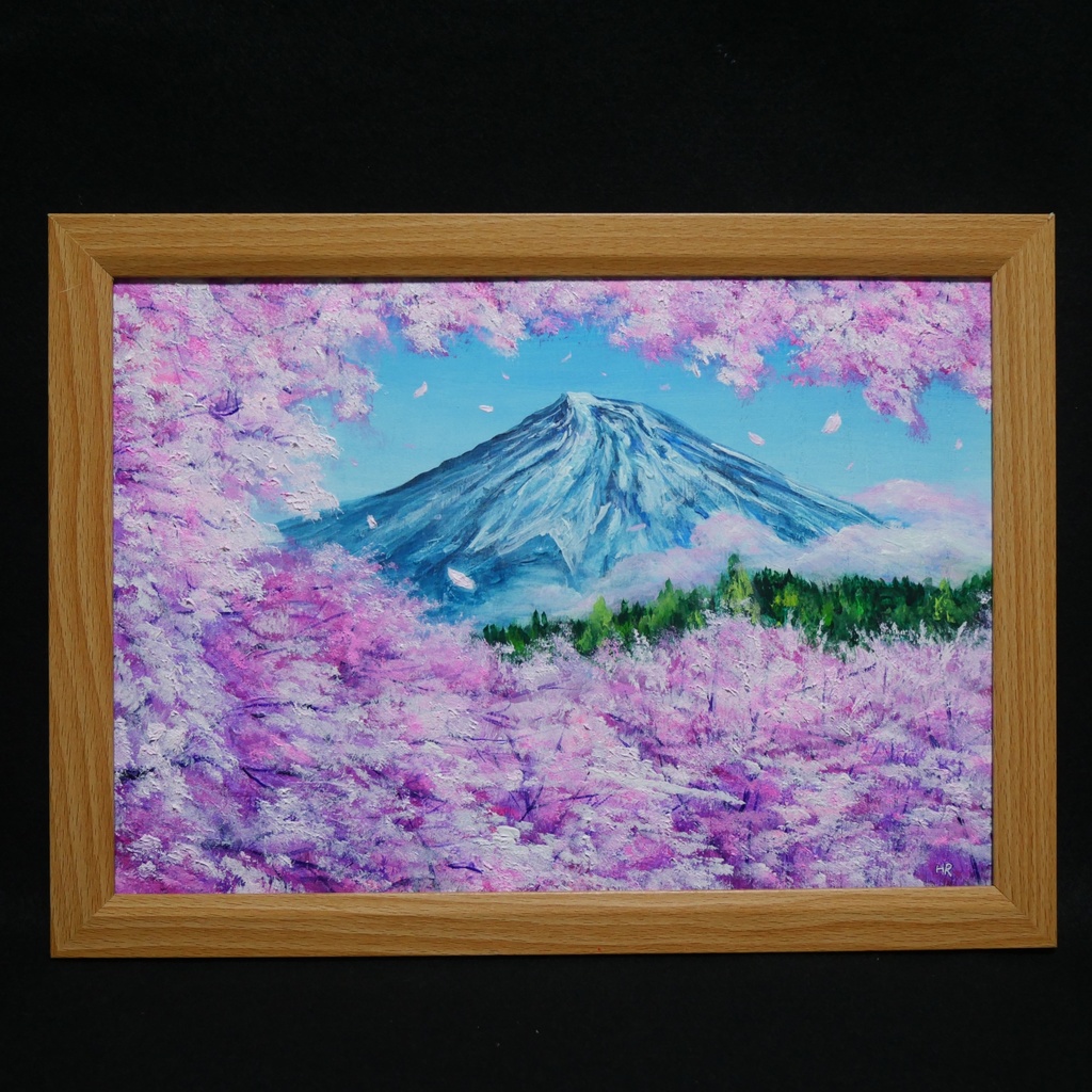 【原画】【招福・爛漫富士】運気が上がる黄金の富士山 油絵 油彩画 縁起物 開運 インテリア プレゼント 一点物