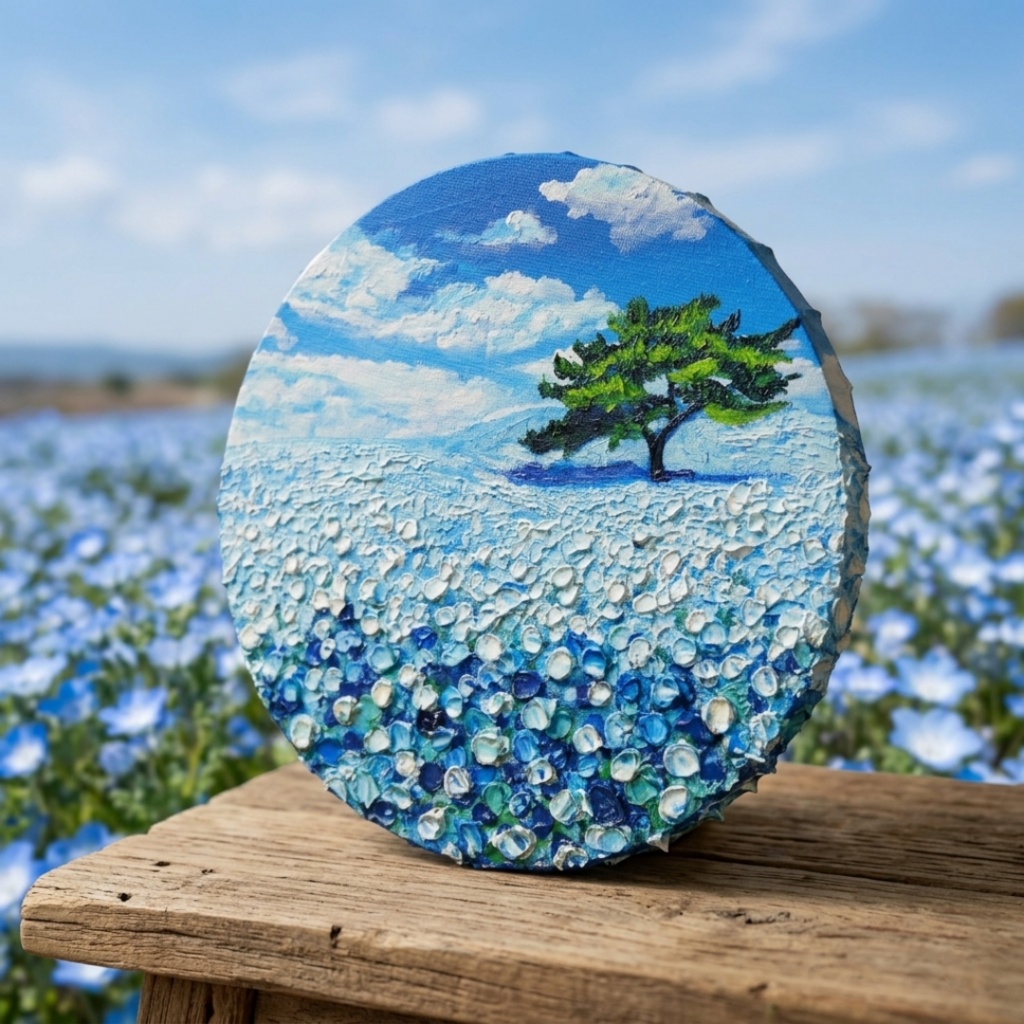 【風の深呼吸】幸運を呼び込む円のアート|油絵 原画|誕生日・新築祝いのギフトにも