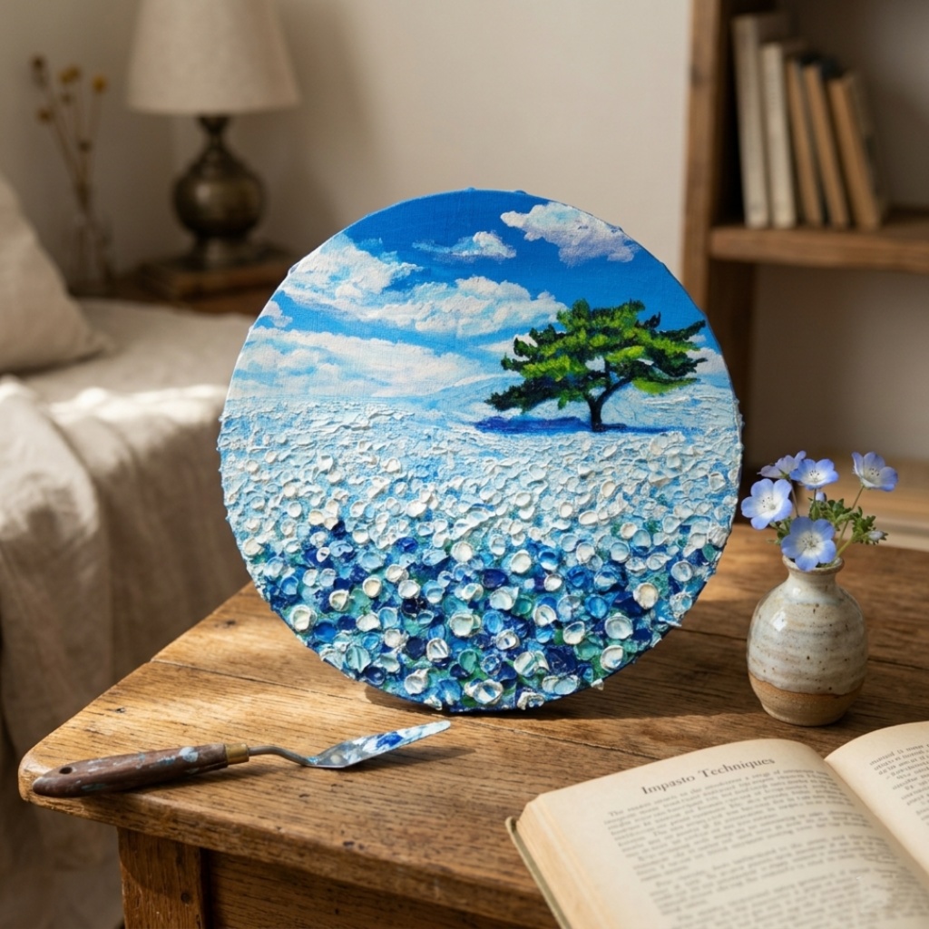 【風の深呼吸】幸運を呼び込む円のアート|油絵 原画|誕生日・新築祝いのギフトにも