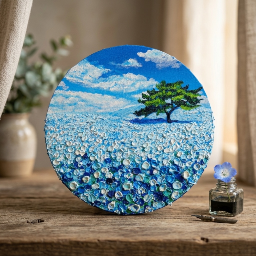 【風の深呼吸】幸運を呼び込む円のアート|油絵 原画|誕生日・新築祝いのギフトにも