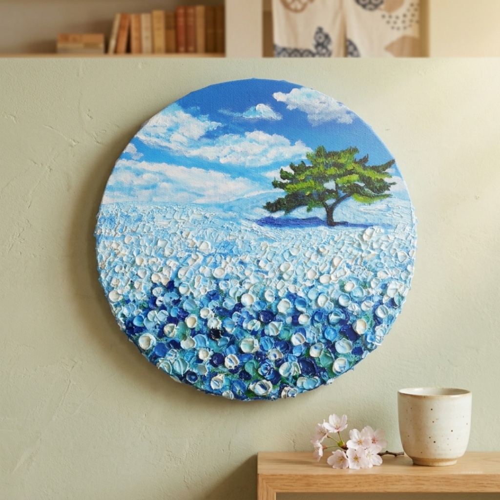 【風の深呼吸】幸運を呼び込む円のアート|油絵 原画|誕生日・新築祝いのギフトにも